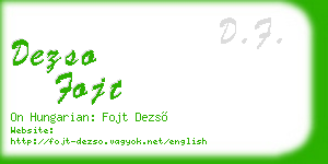 dezso fojt business card